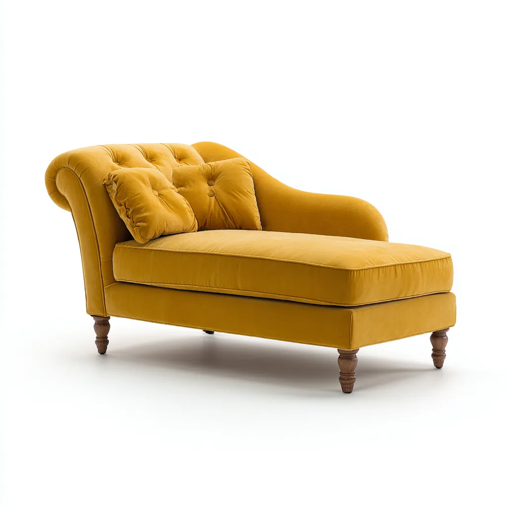 Chaise longue in velluto 165x78x83 cm - giallo - design classico - adatta al soggiorno-Abodeosa