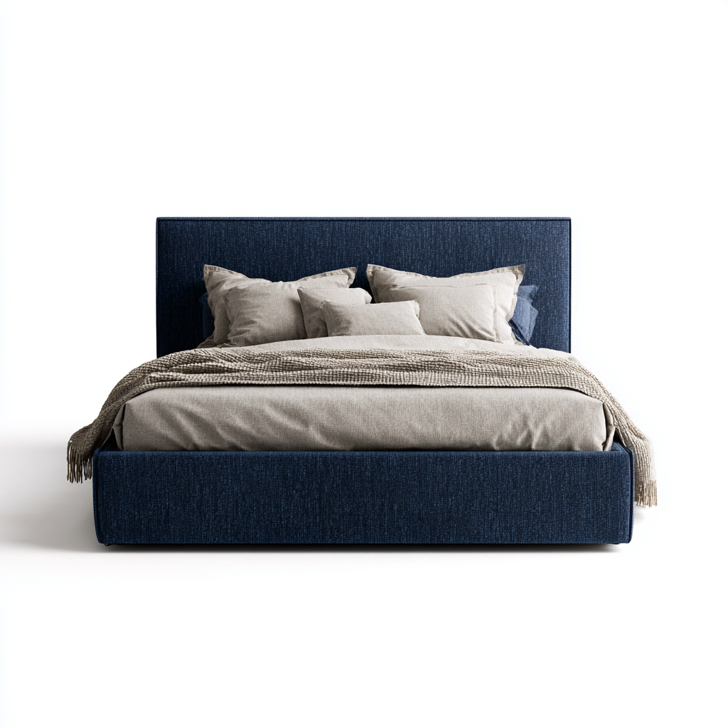 Letto matrimoniale in tessuto 215x175x115 cm blu - adatto al soggiorno - design moderno-Abodeosa