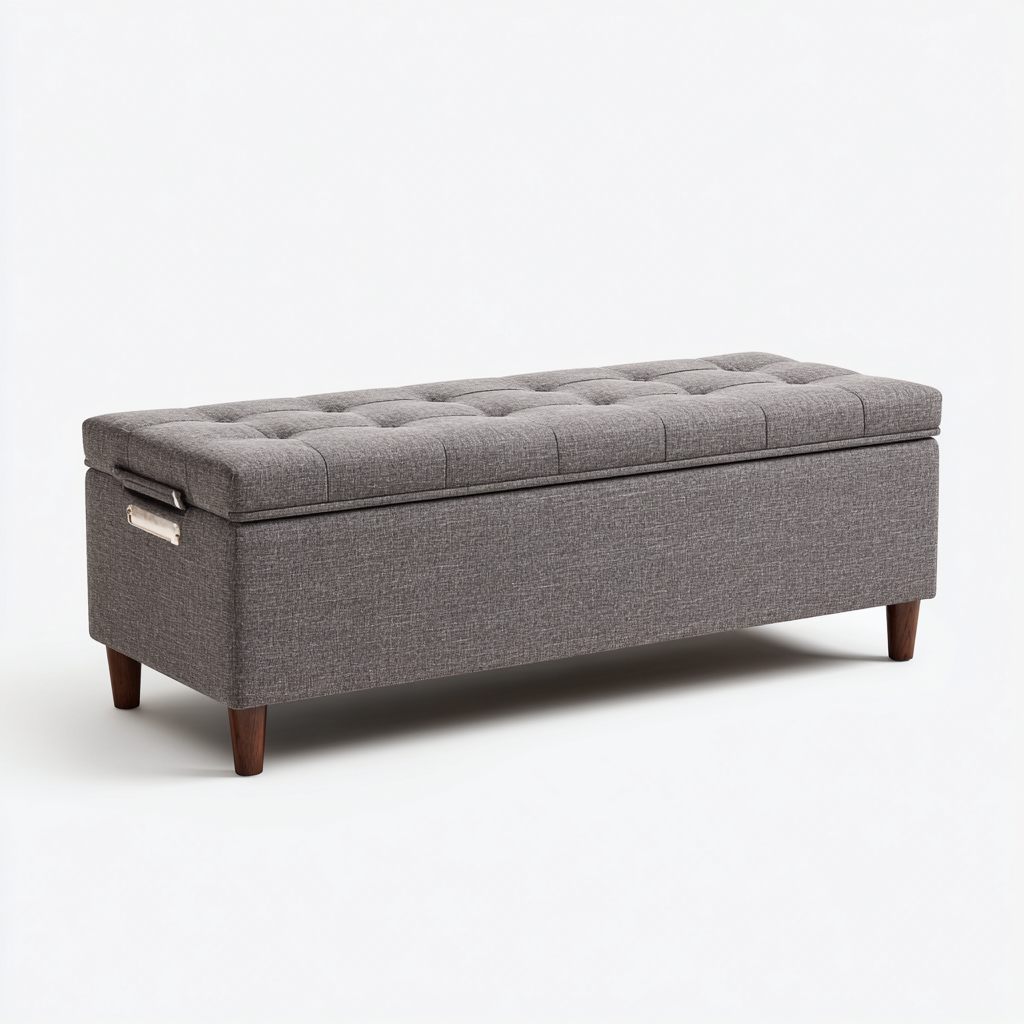 Panca per letto tessuto 120x42x48 cm - grigio - stile moderno-Abodeosa