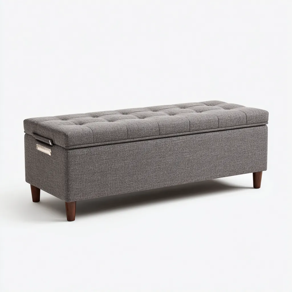 Panca per letto tessuto 120x42x48 cm - grigio - stile moderno-Abodeosa