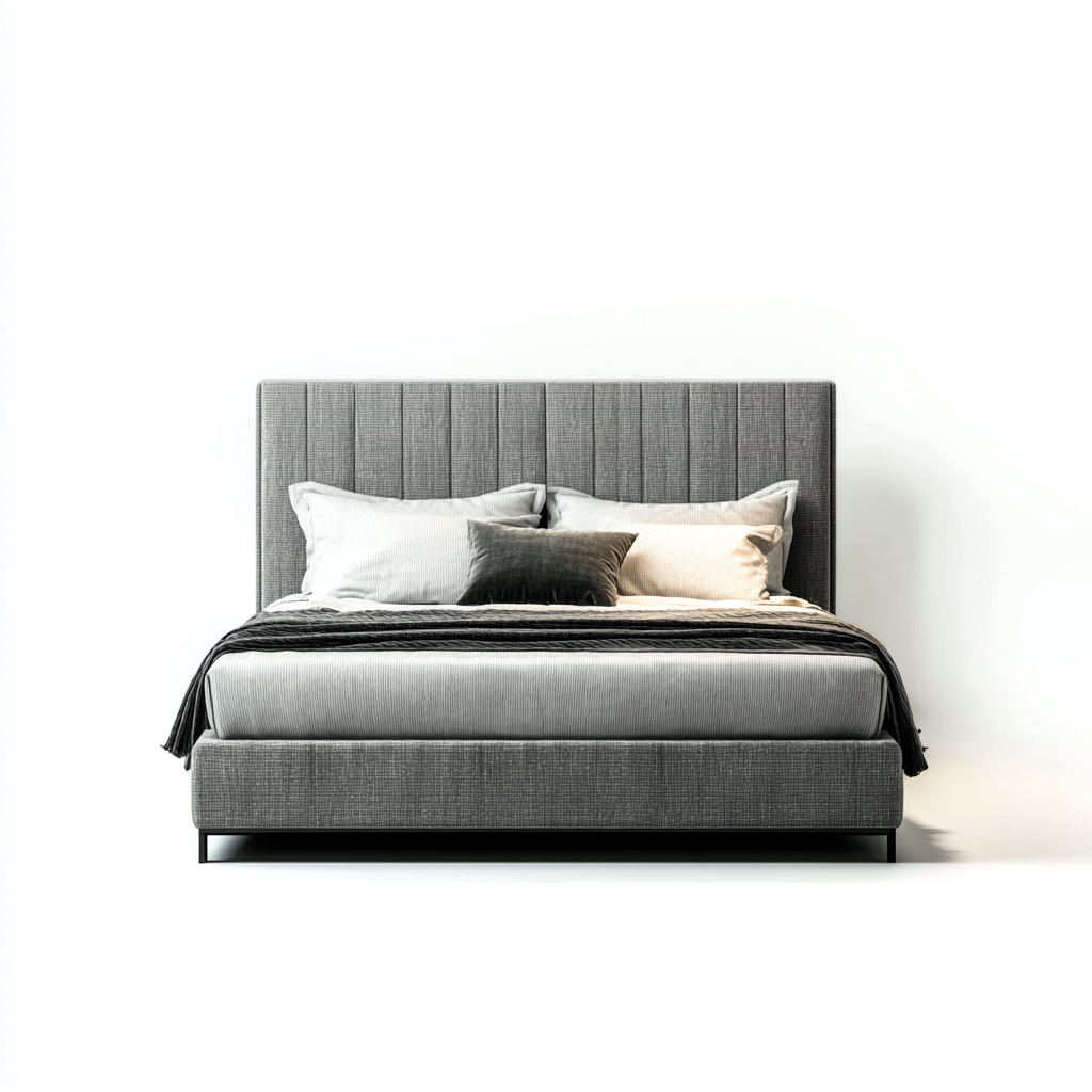 Letto matrimoniale tessuto 218x168x118 cm grigio per camera da letto design moderno-Abodeosa