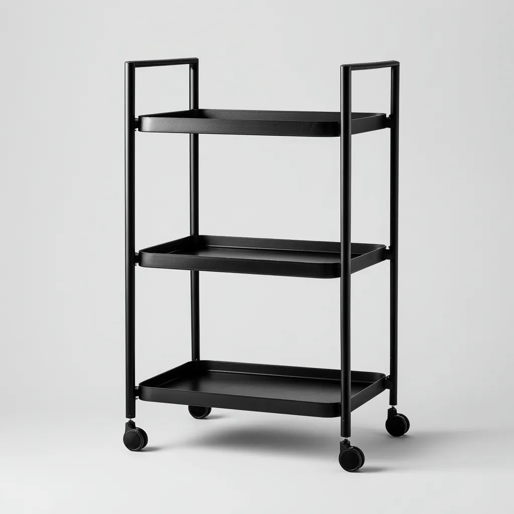 Carrello da cucina in metallo 55x40x85 cm nero - adatto al soggiorno - design moderno-Abodeosa