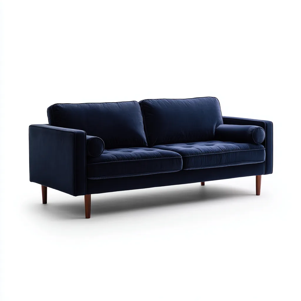 Divano lineare velluto 210x88x84 cm blu scuro design moderno-Abodeosa