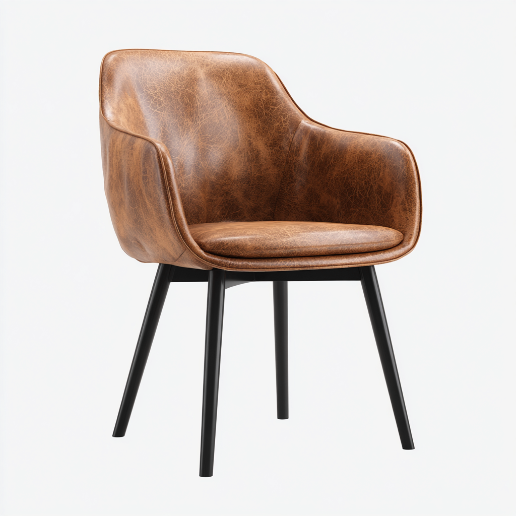 Sedia da pranzo - pelle sintetica-metallo - 57x60x83 cm - marrone-nero - sala da pranzo - design moderno-Abodeosa