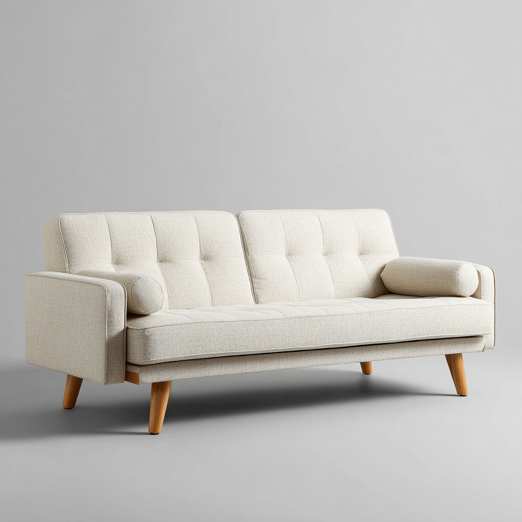 Divano lineare in tessuto 190x82x85 cm - beige - stile nordico-Abodeosa