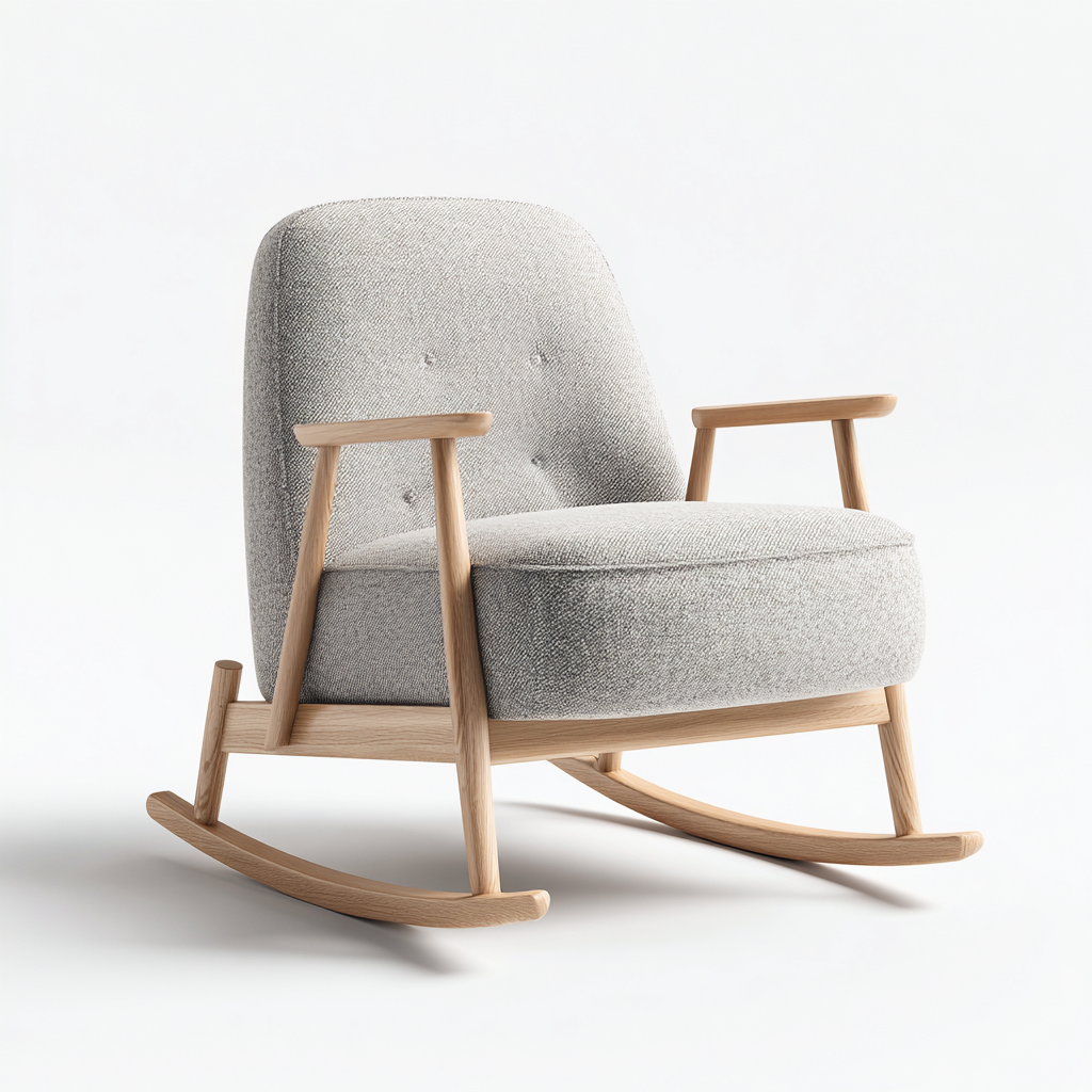 Sedia a dondolo imbottita in tessuto 70x75x85 cm - grigio chiaro - stile moderno-Abodeosa