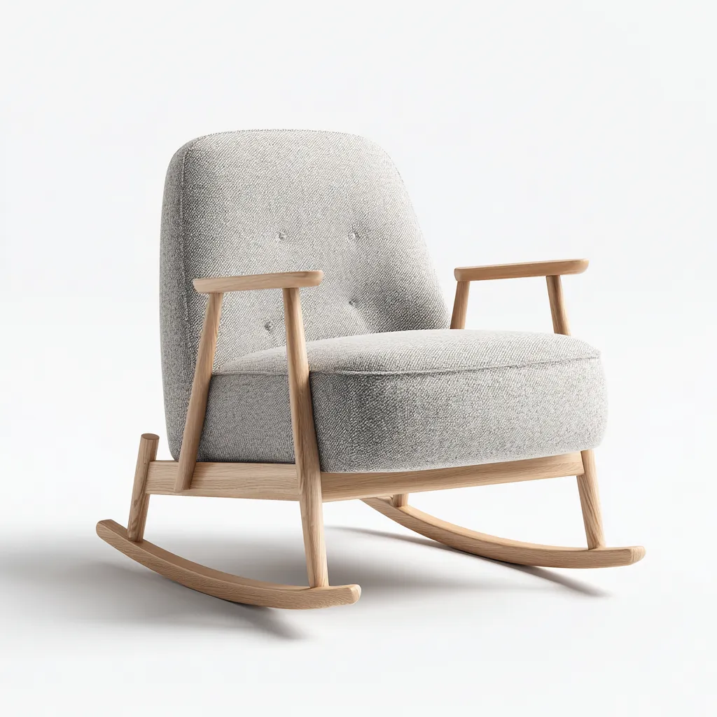 Sedia a dondolo imbottita in tessuto 70x75x85 cm - grigio chiaro - stile moderno-Abodeosa