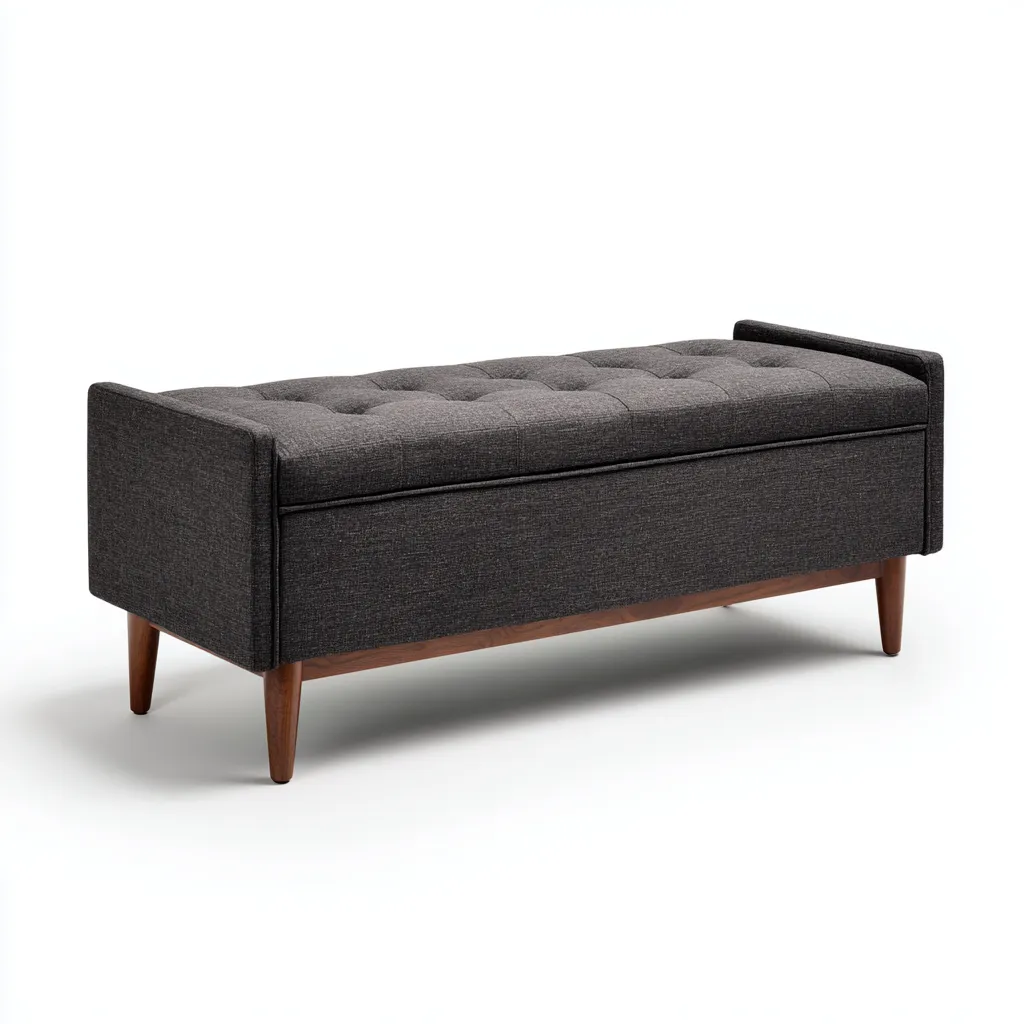 Panca per letto in tessuto con contenitore 104x40x48 cm - grigio scuro - design moderno-Abodeosa