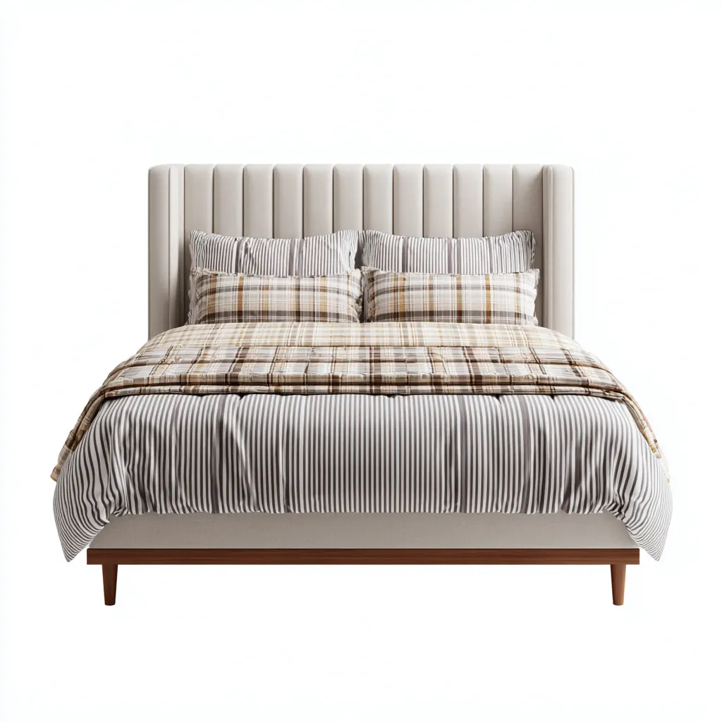 Letto matrimoniale tessuto 220x170x132 cm beige per camera da letto design moderno-Abodeosa