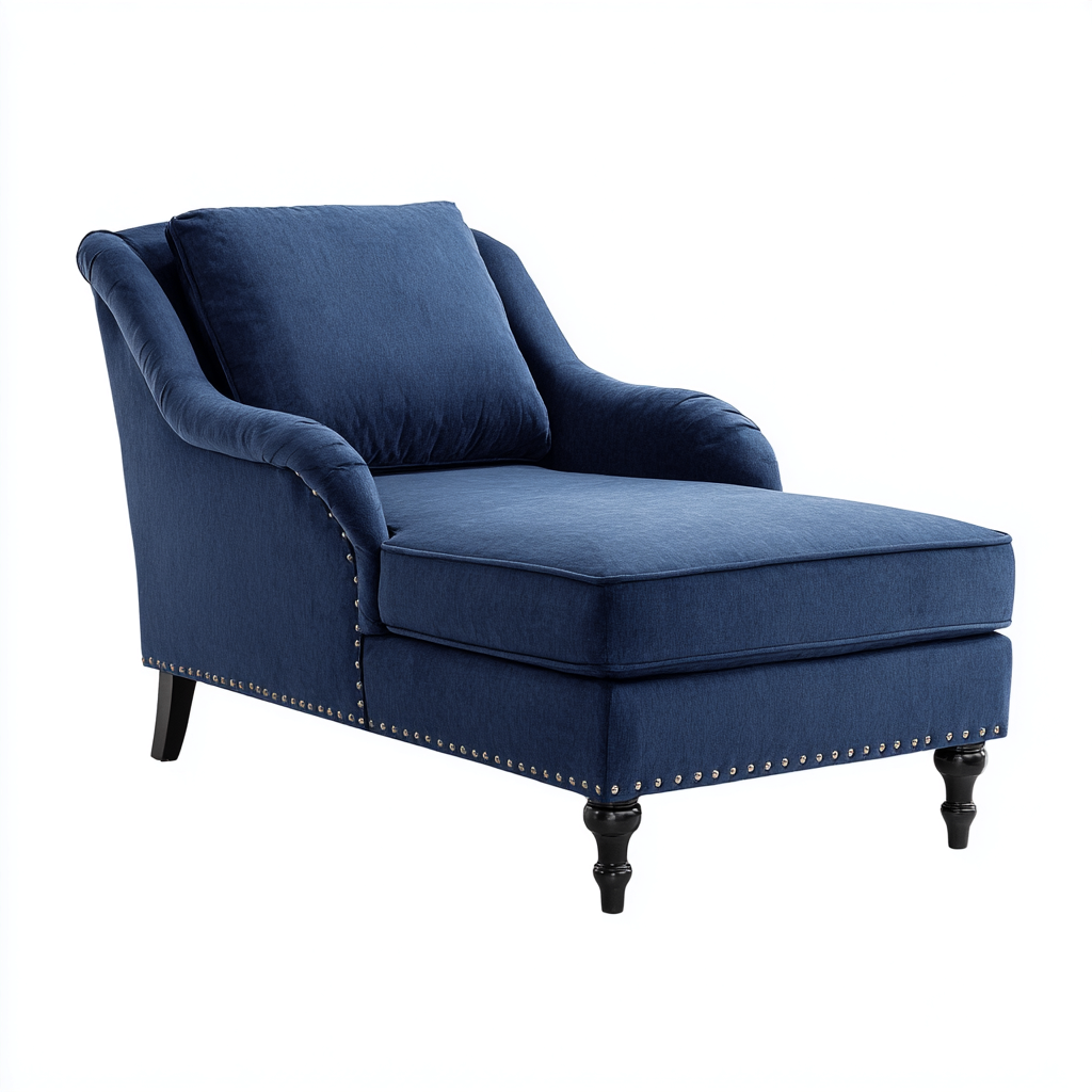 Chaise longue tessuto 160x75x90 cm blu design moderno-Abodeosa