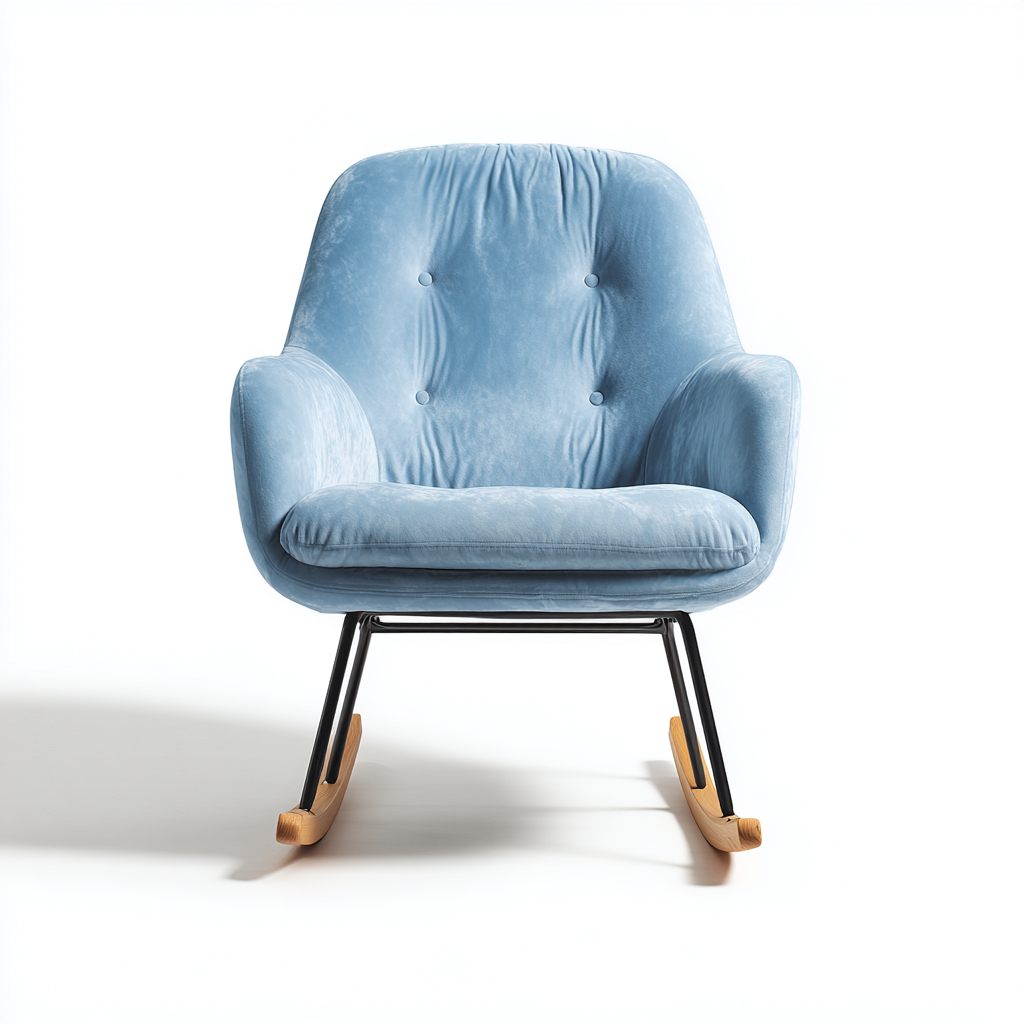 Sedia a dondolo in velluto 72x78x92 cm - azzurro - stile moderno - adatta al soggiorno-Abodeosa