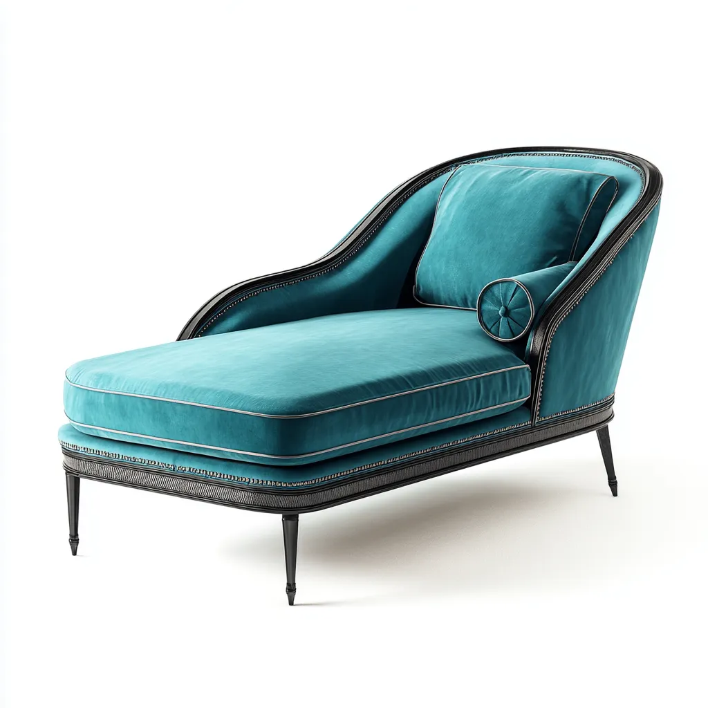 Chaise longue in tessuto 165x75x85 cm - turchese-nero - design classico-Abodeosa