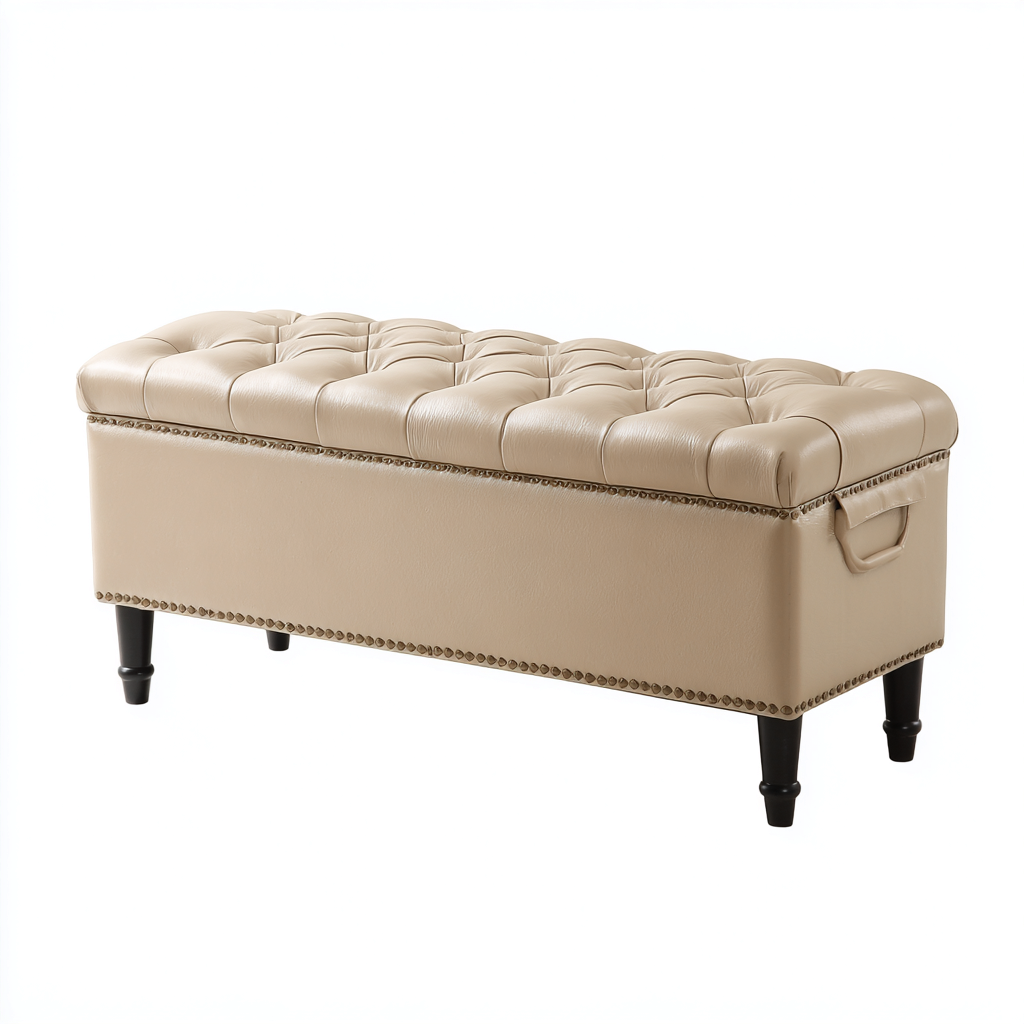 Panca per letto imbottita 90x35x45 cm - beige - design classico-Abodeosa