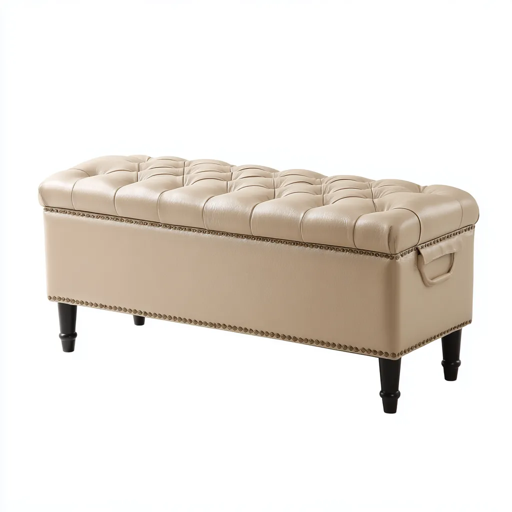 Panca per letto imbottita 90x35x45 cm - beige - design classico-Abodeosa