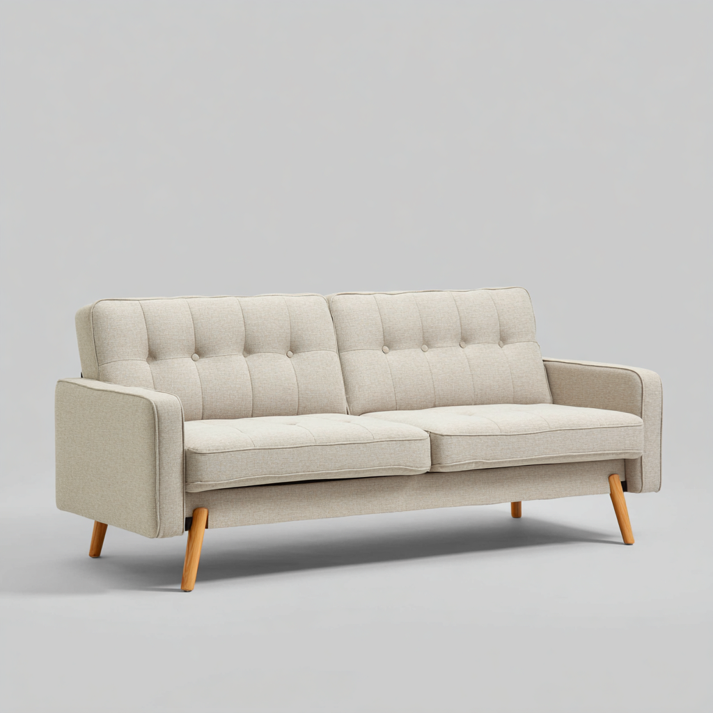 Divano lineare in tessuto 190x80x85 cm - beige - stile nordico-Abodeosa