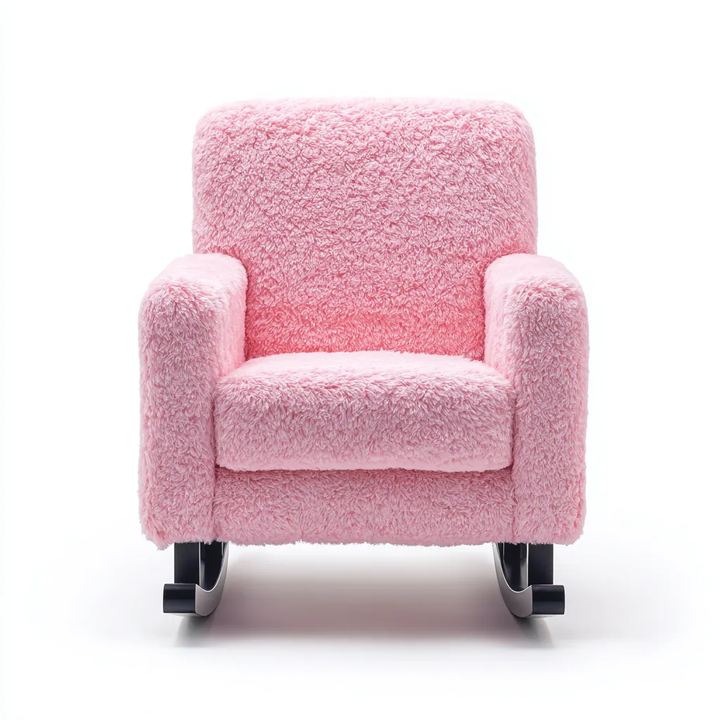 Sedia a dondolo tessuto-legno 70x85x92 cm - rosa - design imbottito morbido-Abodeosa