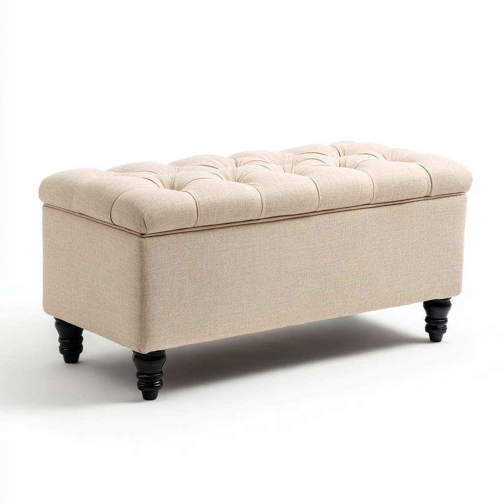 Panca per letto in tessuto 110x45x50 cm beige - adatto al soggiorno - design moderno-Abodeosa