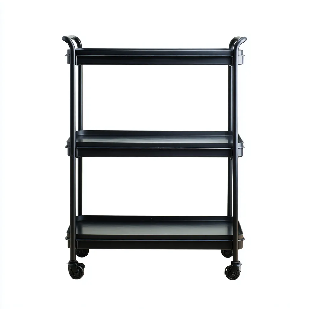Carrello da cucina - metallo - 55x35x88 cm - nero - uso cucina - design moderno-Abodeosa