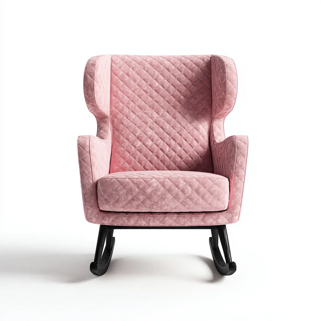 Sedia a dondolo in velluto trapuntato 78x85x102 cm - rosa - stile moderno - adatta al soggiorno-Abodeosa