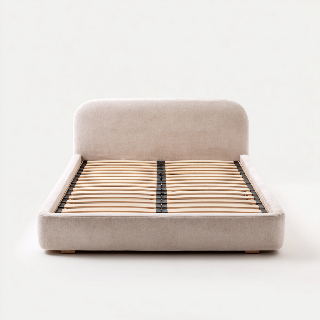 Letto matrimoniale in tessuto 210x165x95 cm beige - adatto al soggiorno - design moderno-Abodeosa