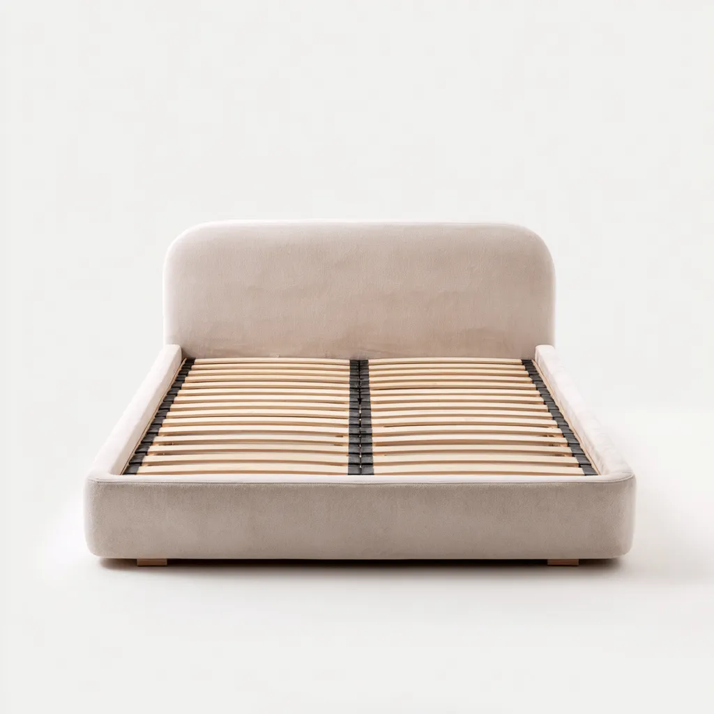 Letto matrimoniale in tessuto 210x165x95 cm beige - adatto al soggiorno - design moderno-Abodeosa