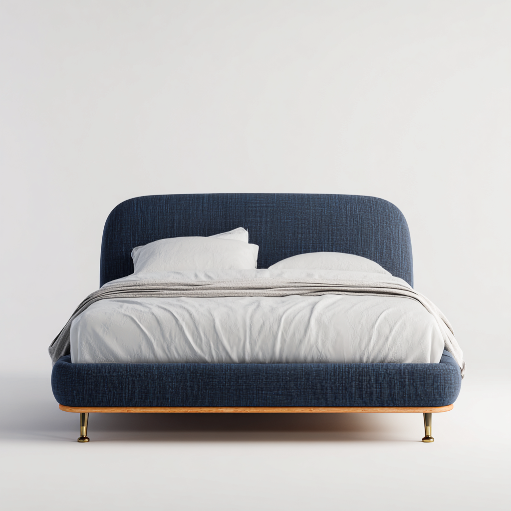 Letto matrimoniale Tessuto 215x175x105 cm Blu Design moderno-Abodeosa