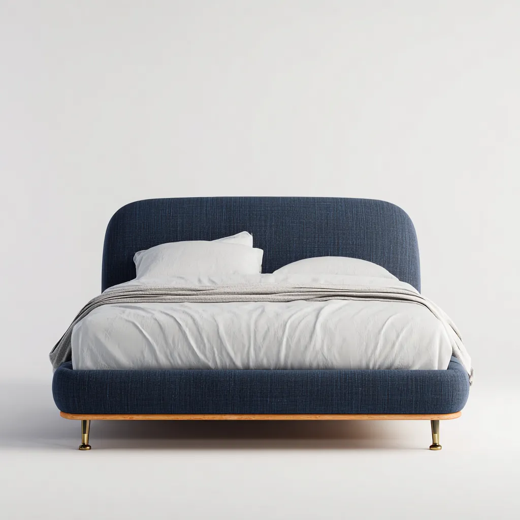 Letto matrimoniale Tessuto 215x175x105 cm Blu Design moderno-Abodeosa