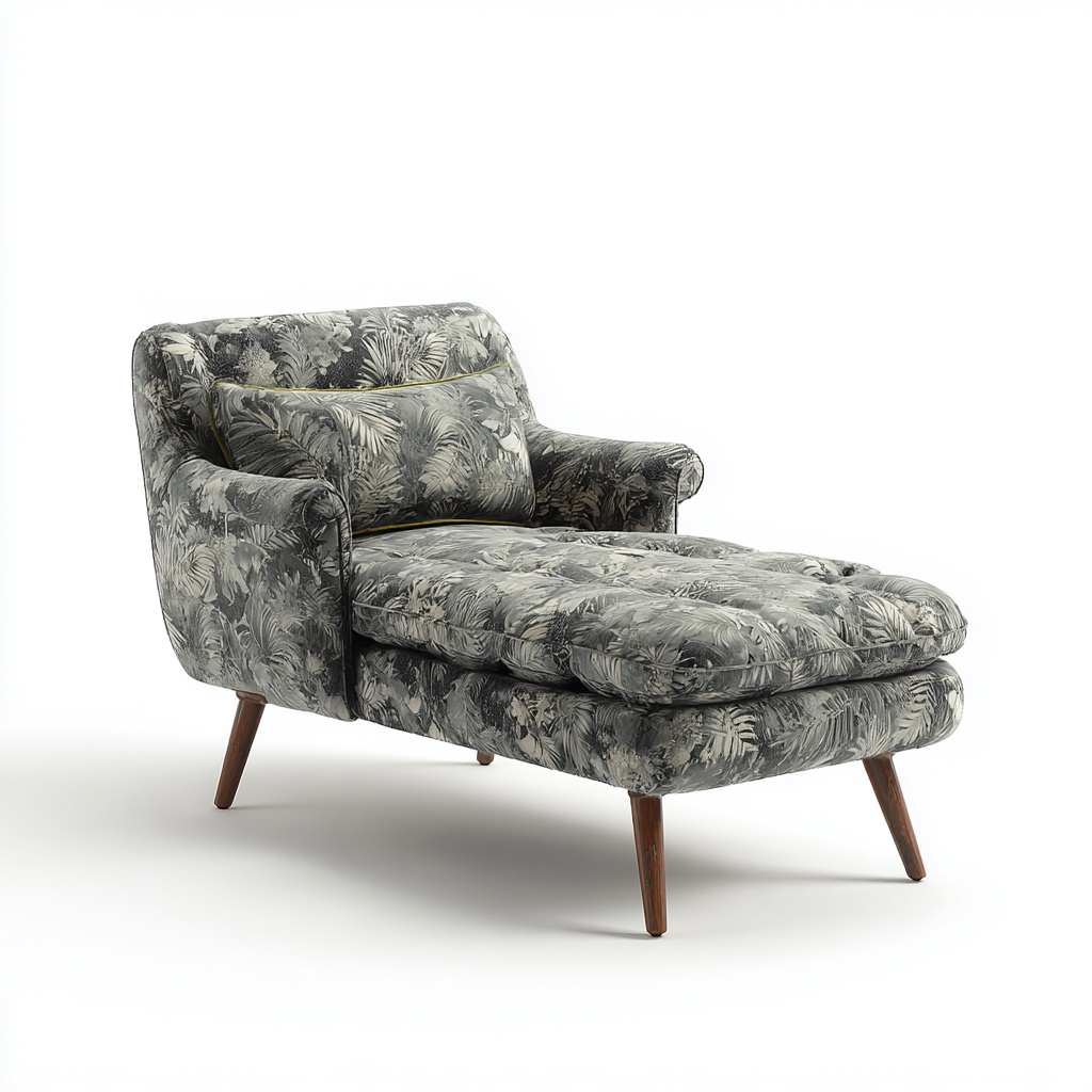 Chaise longue tessuto 164x80x87 cm grigio fantasia design moderno-Abodeosa