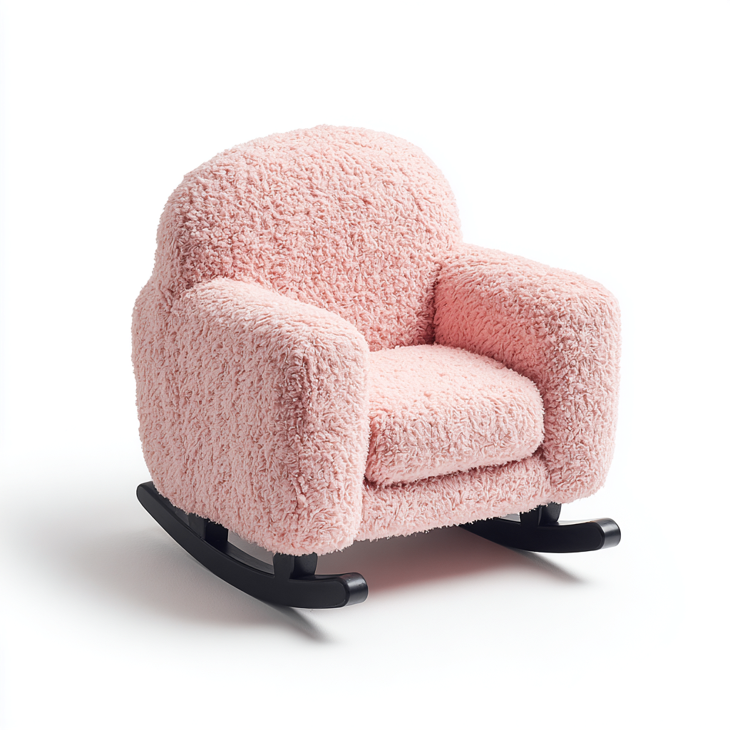 Sedia a dondolo in tessuto peluche 58x65x72 cm - rosa - design morbido-Abodeosa