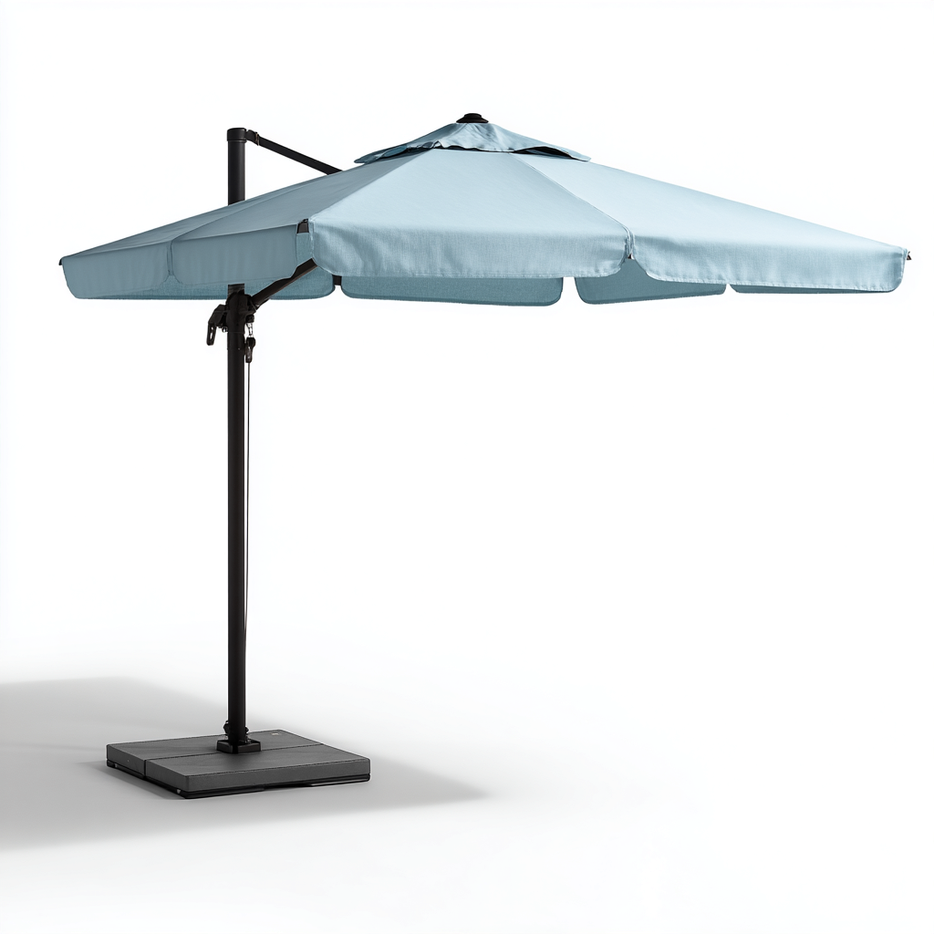 Ombrelloni da giardino metallo e tessuto 300x300x260 cm - azzurro chiaro - design a braccio laterale-Abodeosa