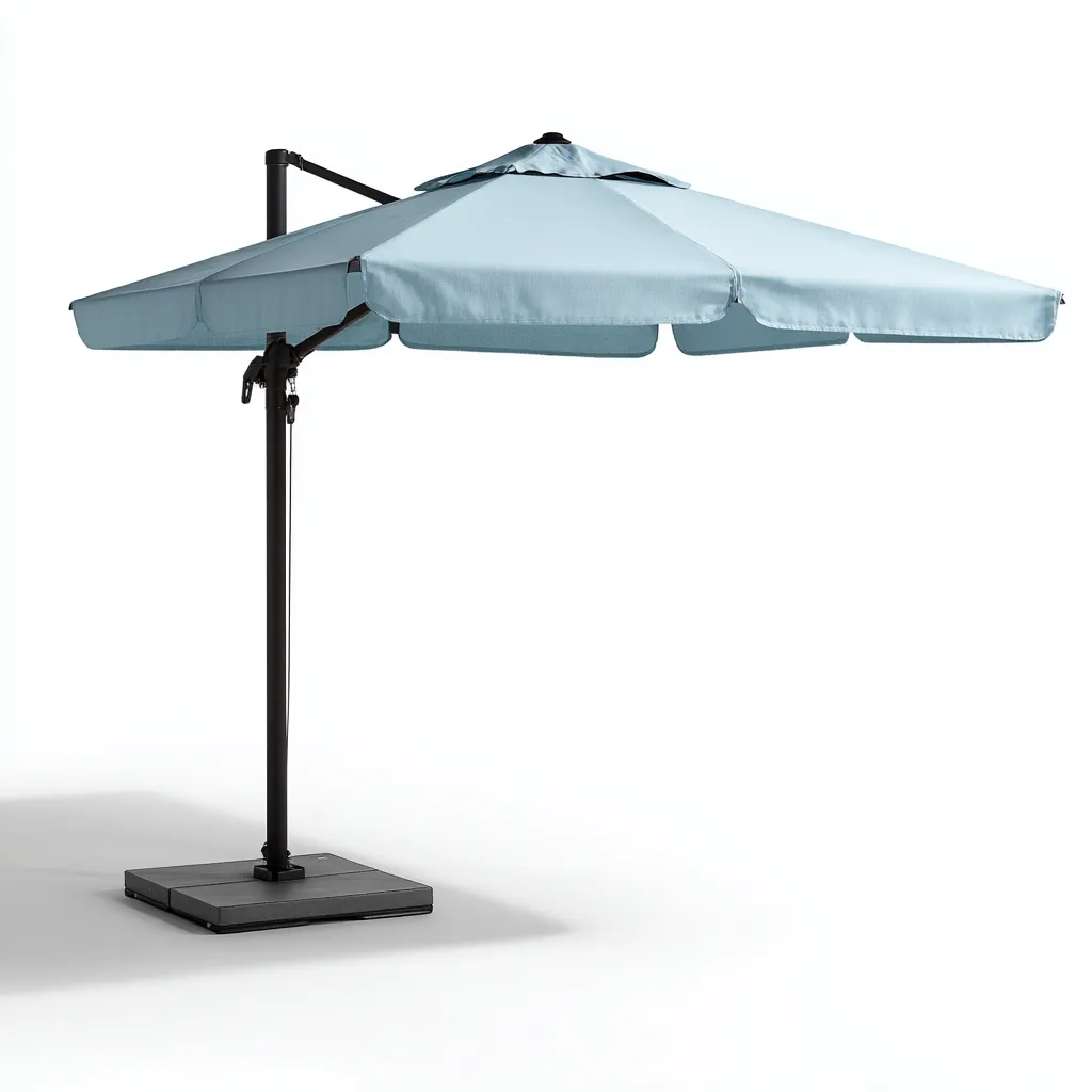 Ombrelloni da giardino metallo e tessuto 300x300x260 cm - azzurro chiaro - design a braccio laterale-Abodeosa