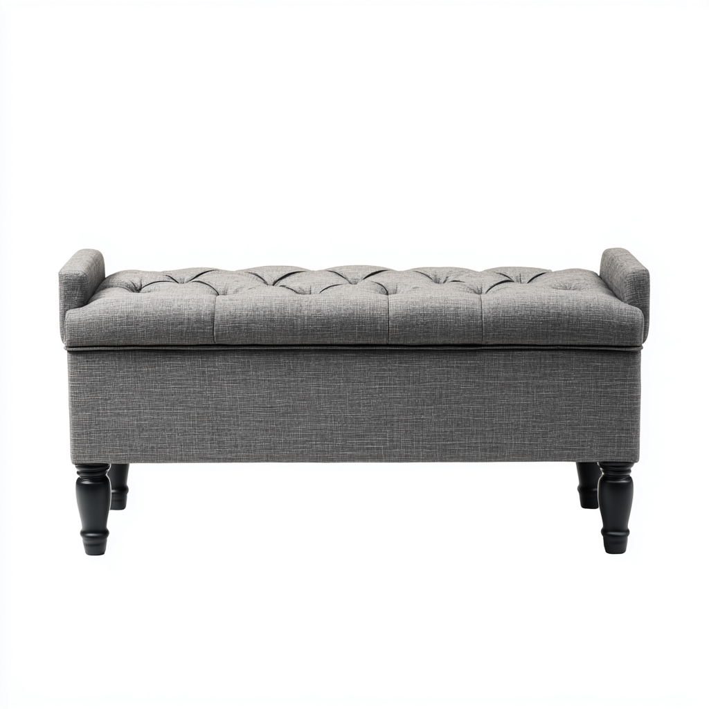 Panca per letto tessuto 110x40x50 cm - grigio - stile moderno-Abodeosa