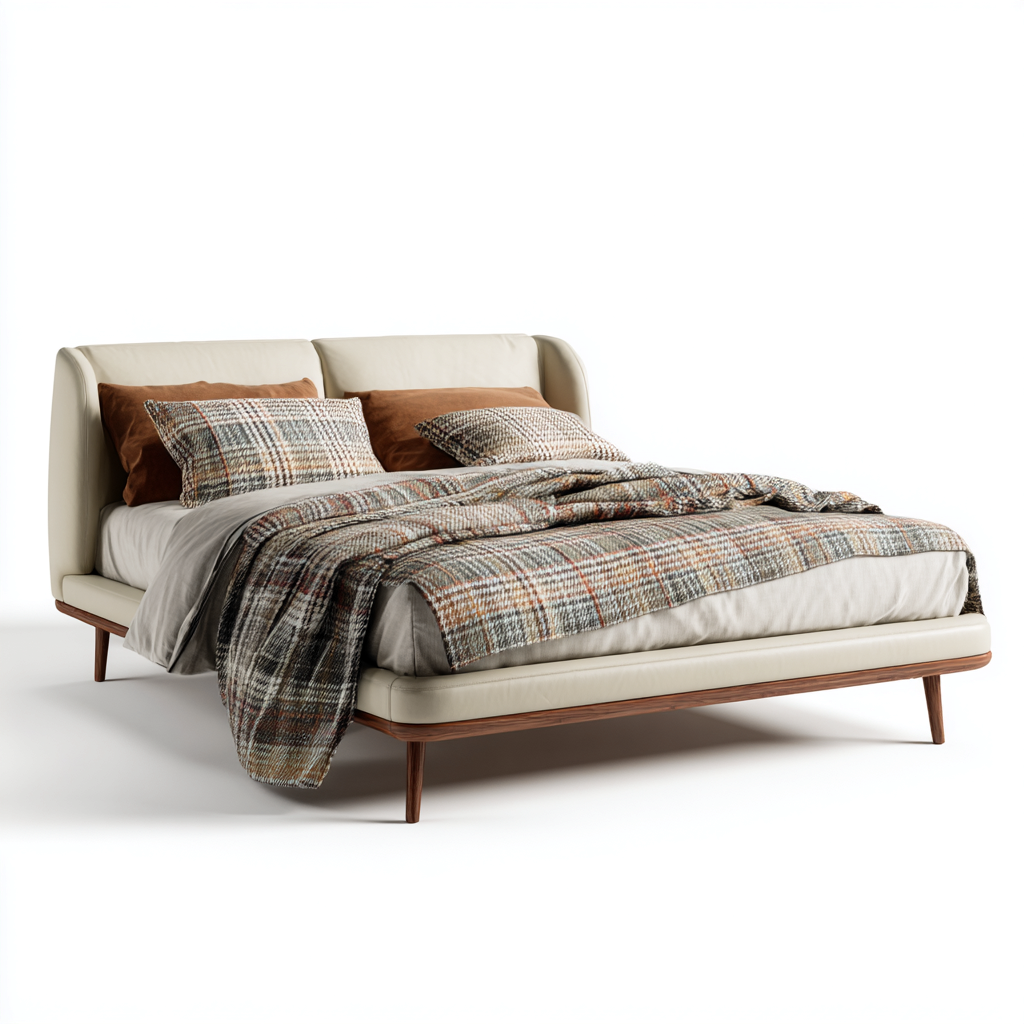 Letto matrimoniale imbottito 200x160x95 cm - beige - design moderno-Abodeosa