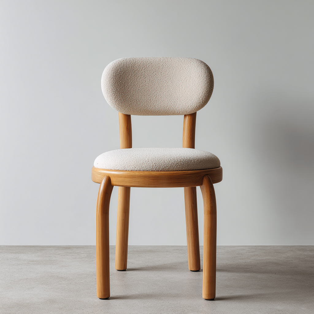 Sedia da pranzo - tessuto-legno - 50x52x80 cm - beige-legno naturale - sala da pranzo - design moderno-Abodeosa