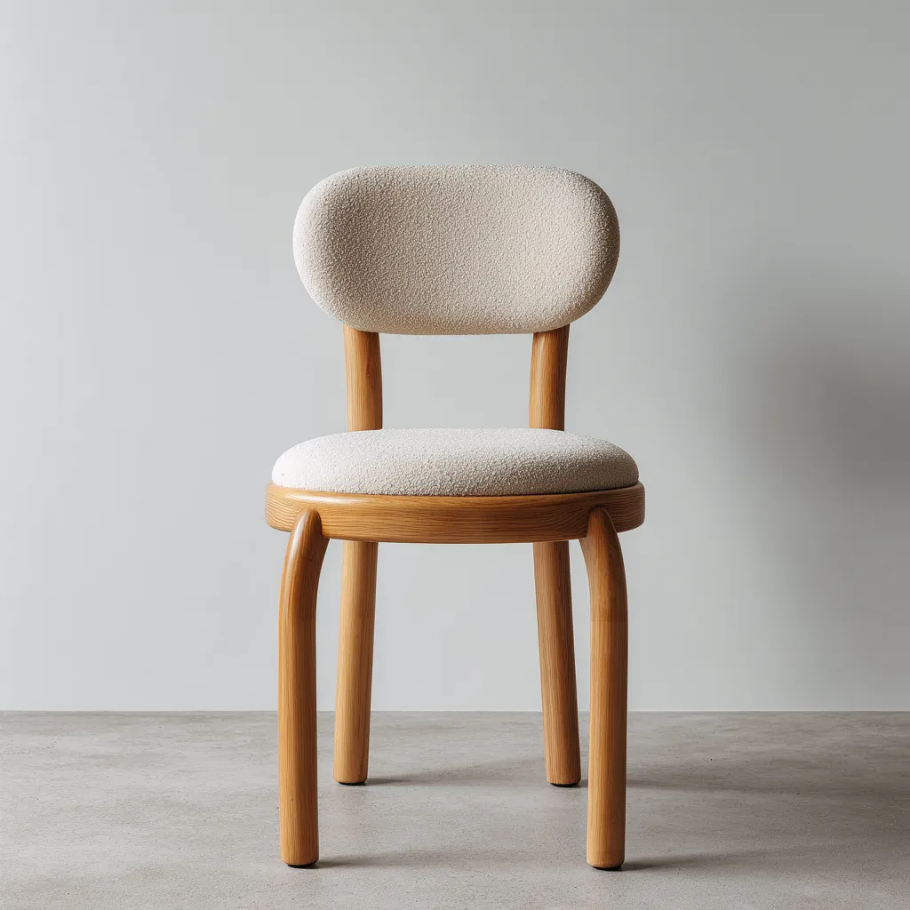 Sedia da pranzo - tessuto-legno - 50x52x80 cm - beige-legno naturale - sala da pranzo - design moderno-Abodeosa