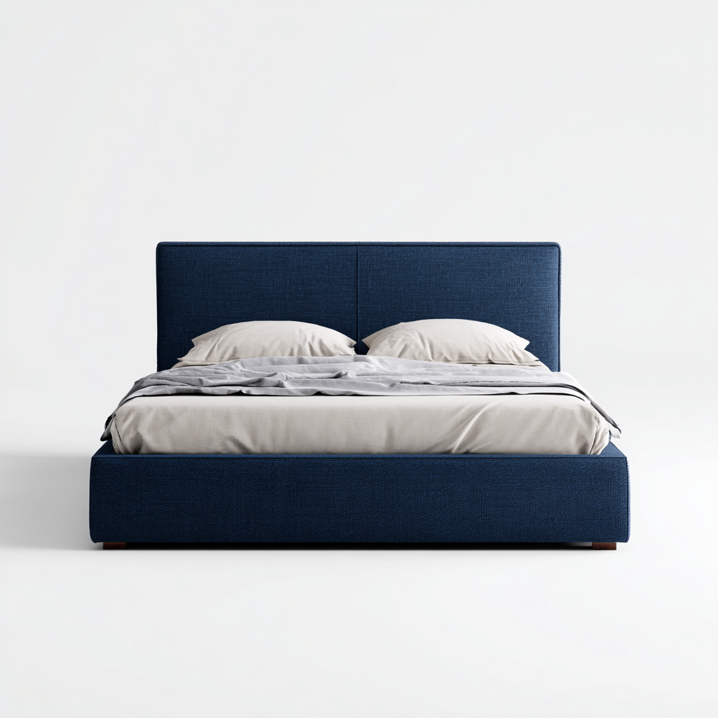 Letto matrimoniale imbottito 215x168x108 cm blu scuro design moderno-Abodeosa