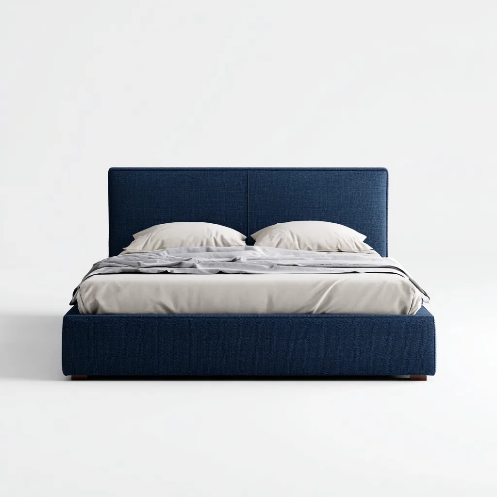 Letto matrimoniale imbottito 215x168x108 cm blu scuro design moderno-Abodeosa