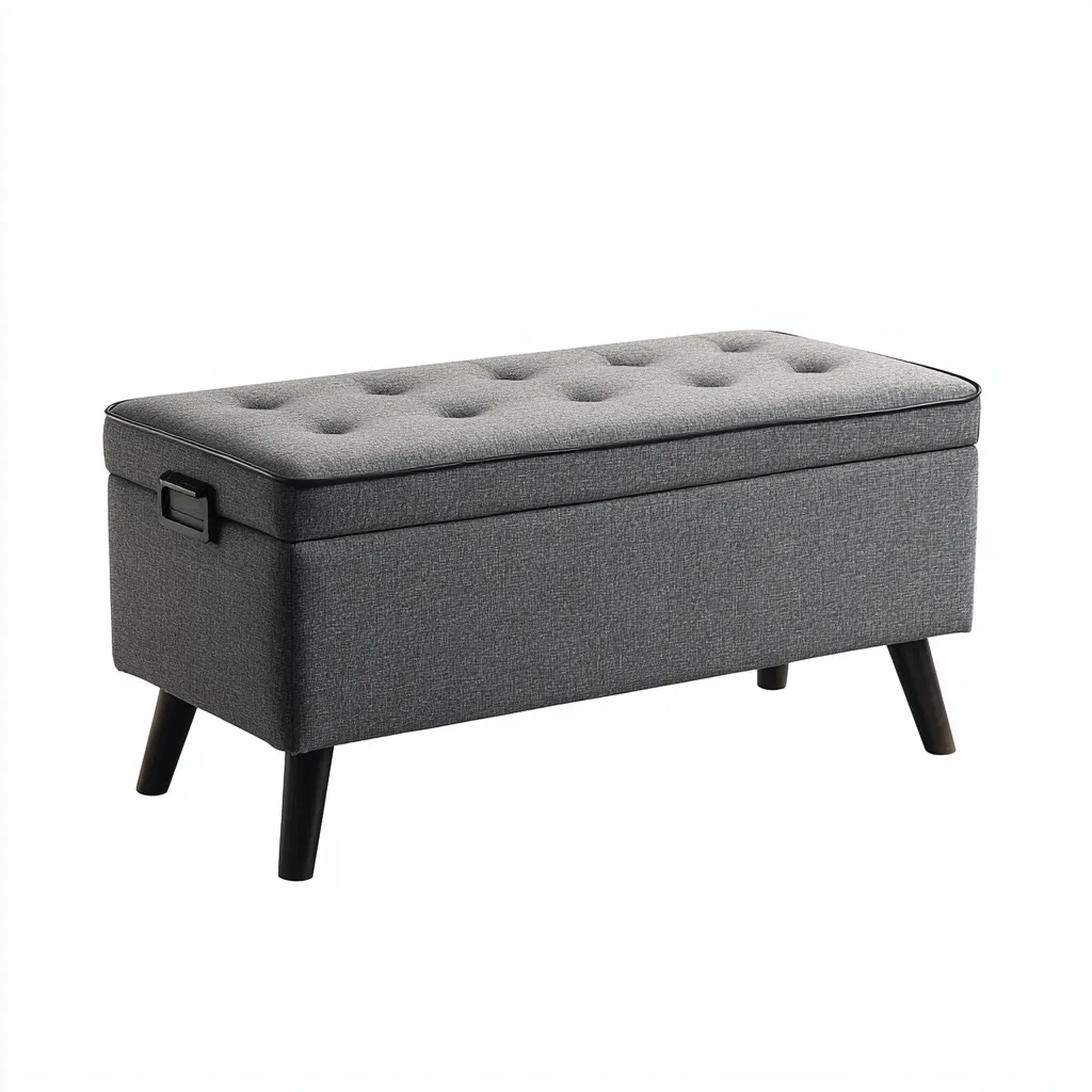 Panca per letto in tessuto con contenitore 98x38x46 cm - grigio - design moderno-Abodeosa