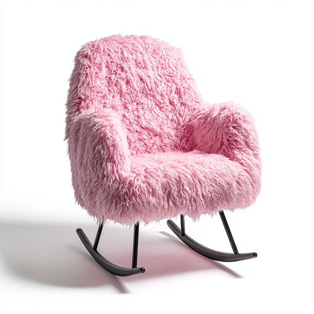 Sedia a dondolo in pelliccia sintetica 75x80x95 cm - rosa - stile moderno-Abodeosa