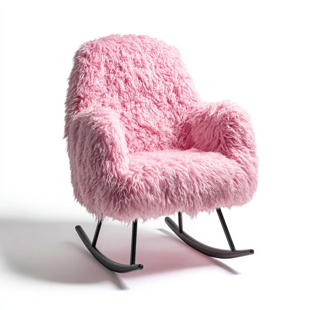 Sedia a dondolo in pelliccia sintetica 75x80x95 cm - rosa - stile moderno-Abodeosa