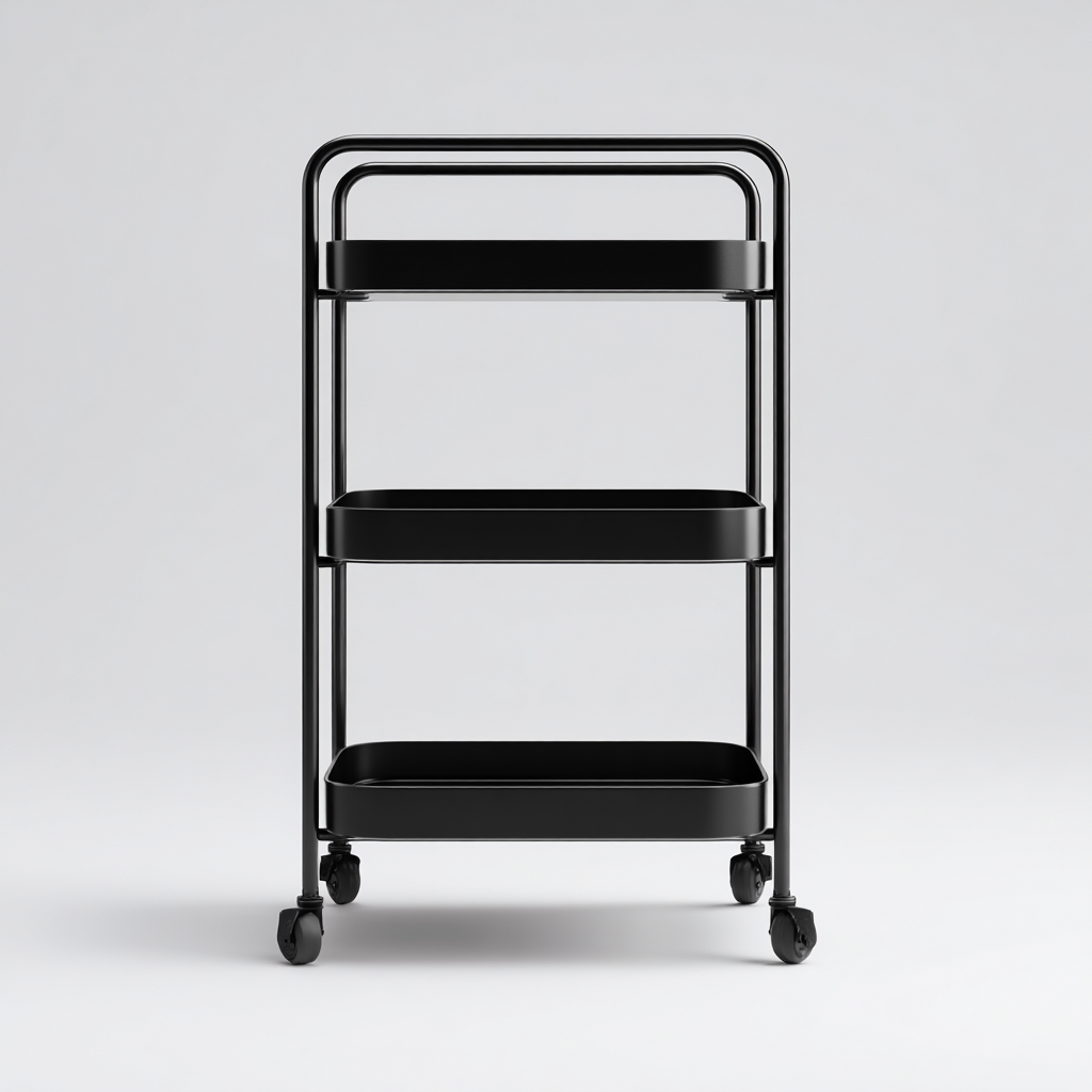 Carrello da cucina metallo 48x30x82 cm - nero - stile moderno-Abodeosa