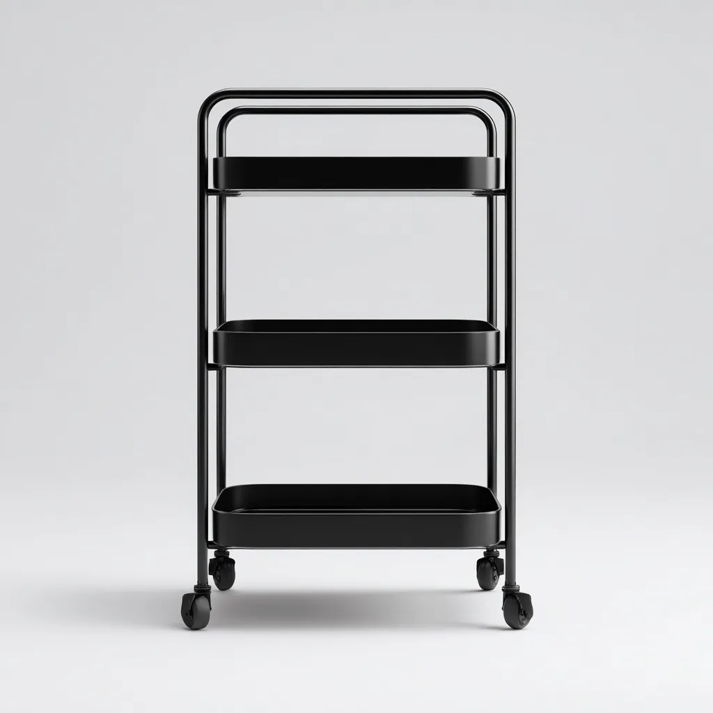 Carrello da cucina metallo 48x30x82 cm - nero - stile moderno-Abodeosa