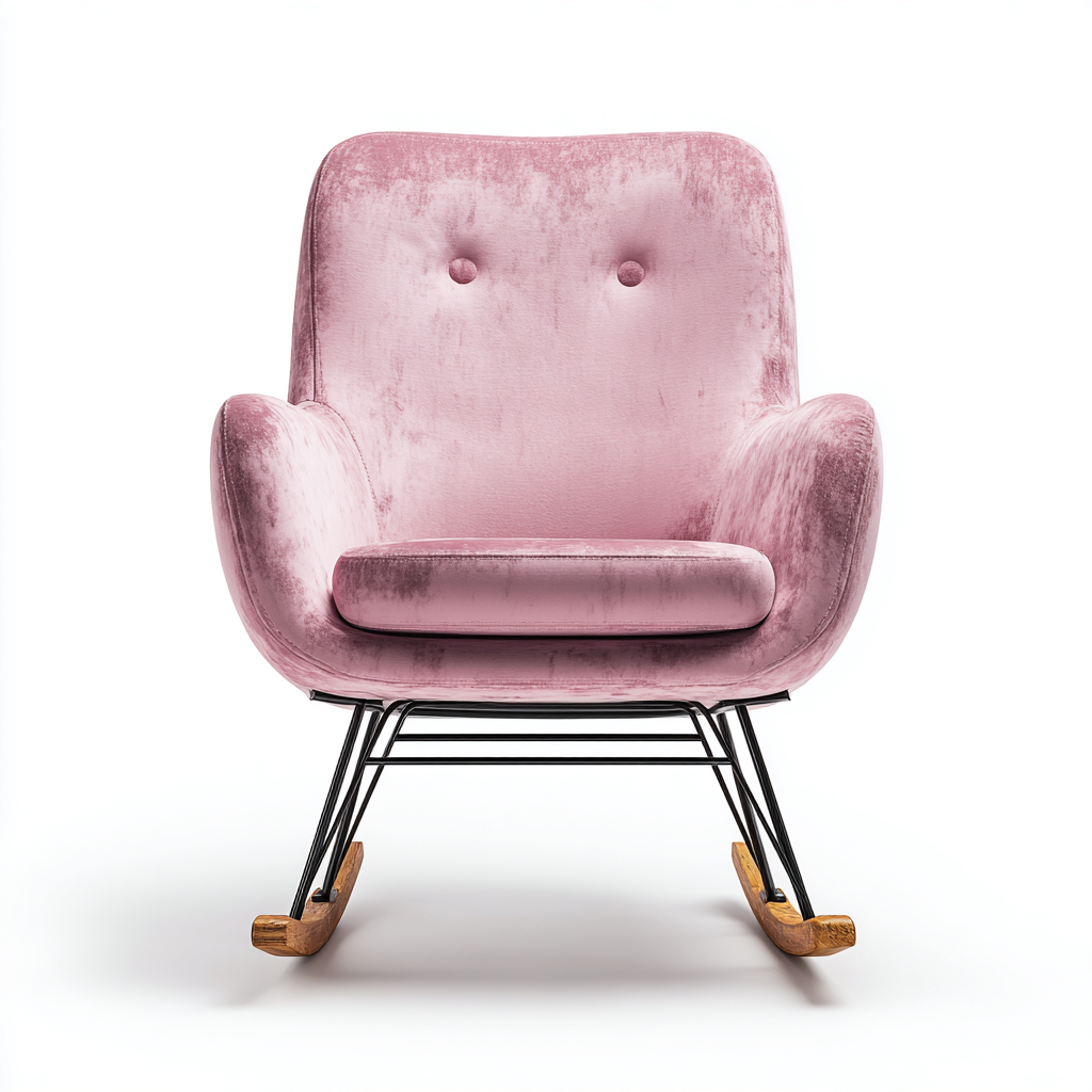 Sedia a dondolo velluto-metallo 72x85x95 cm - rosa - design moderno-Abodeosa