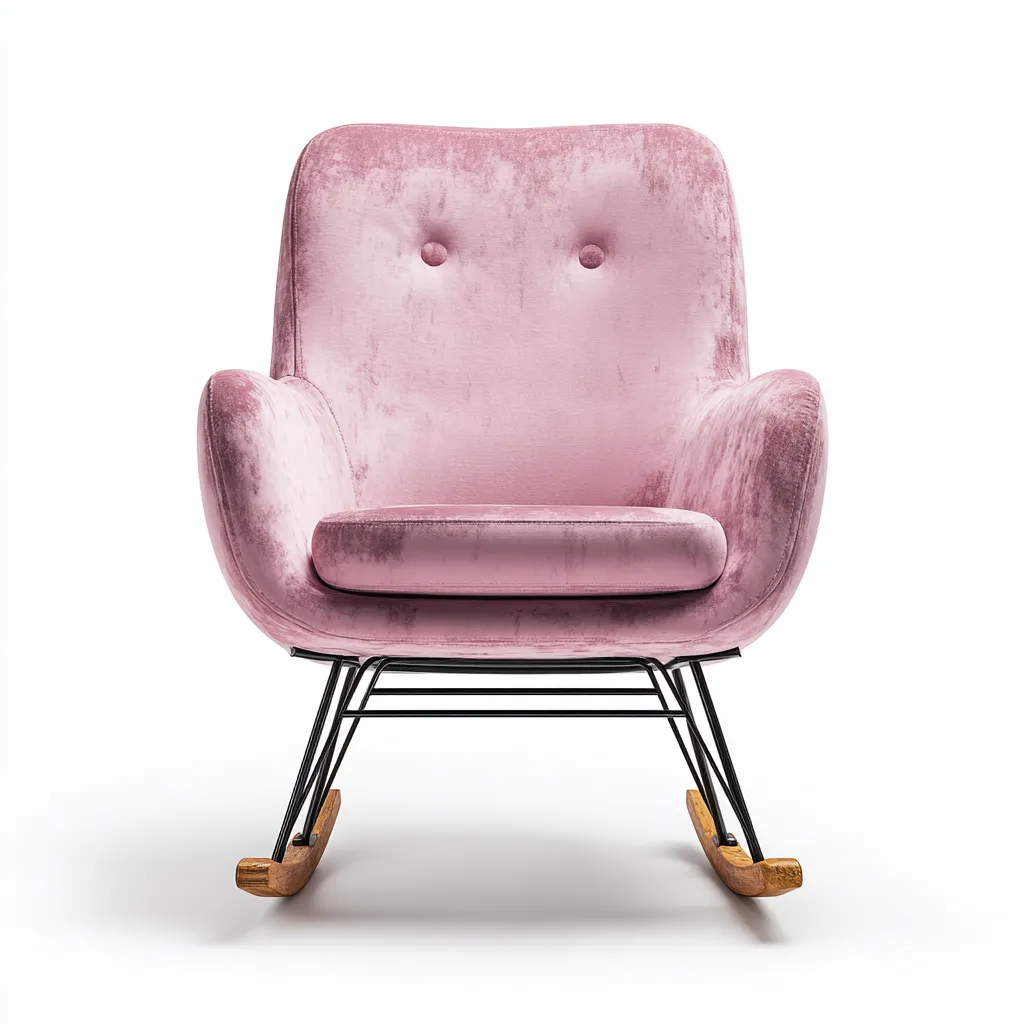 Sedia a dondolo velluto-metallo 72x85x95 cm - rosa - design moderno-Abodeosa