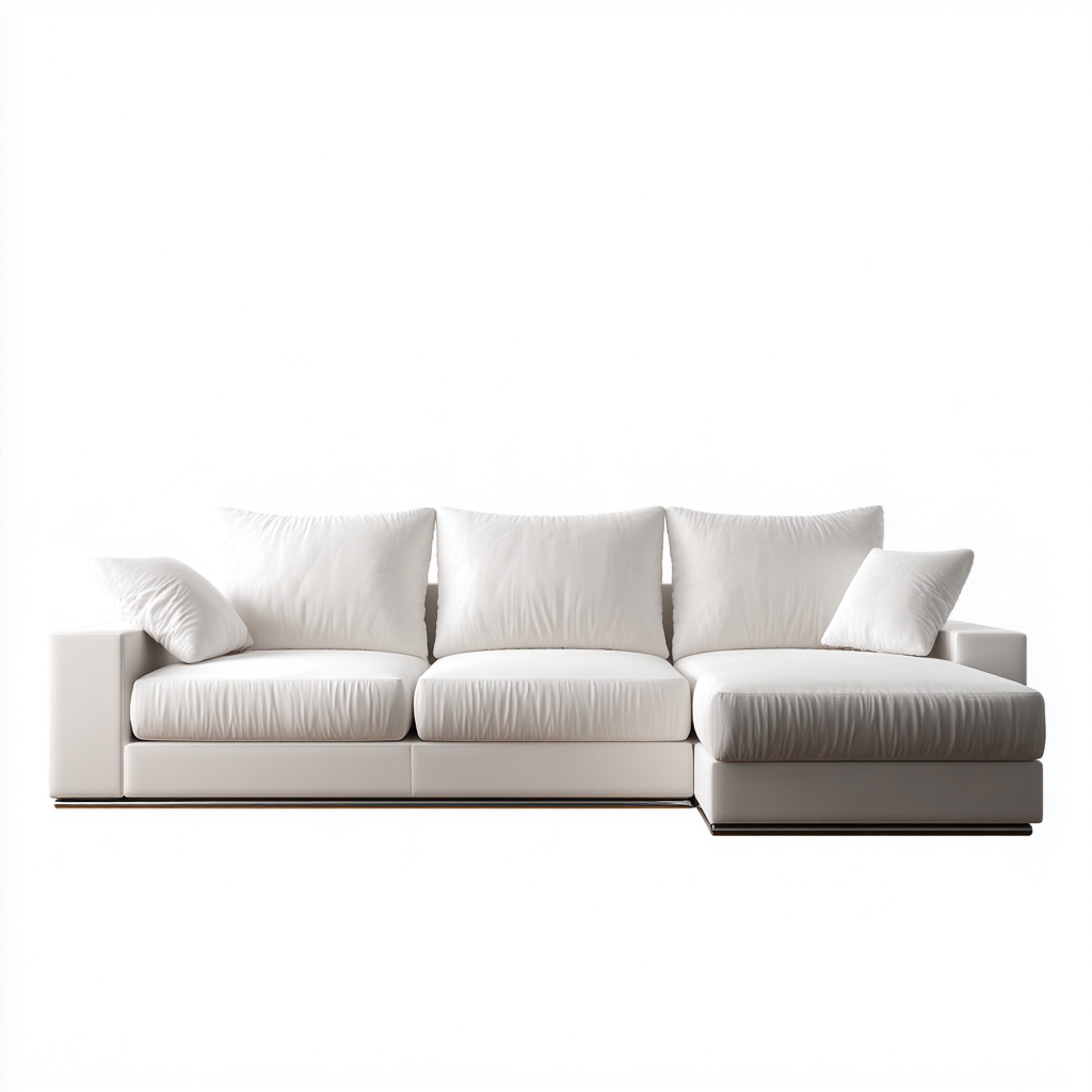 Divano angolare in tessuto 285x170x84 cm - bianco - design moderno - adatto al soggiorno-Abodeosa