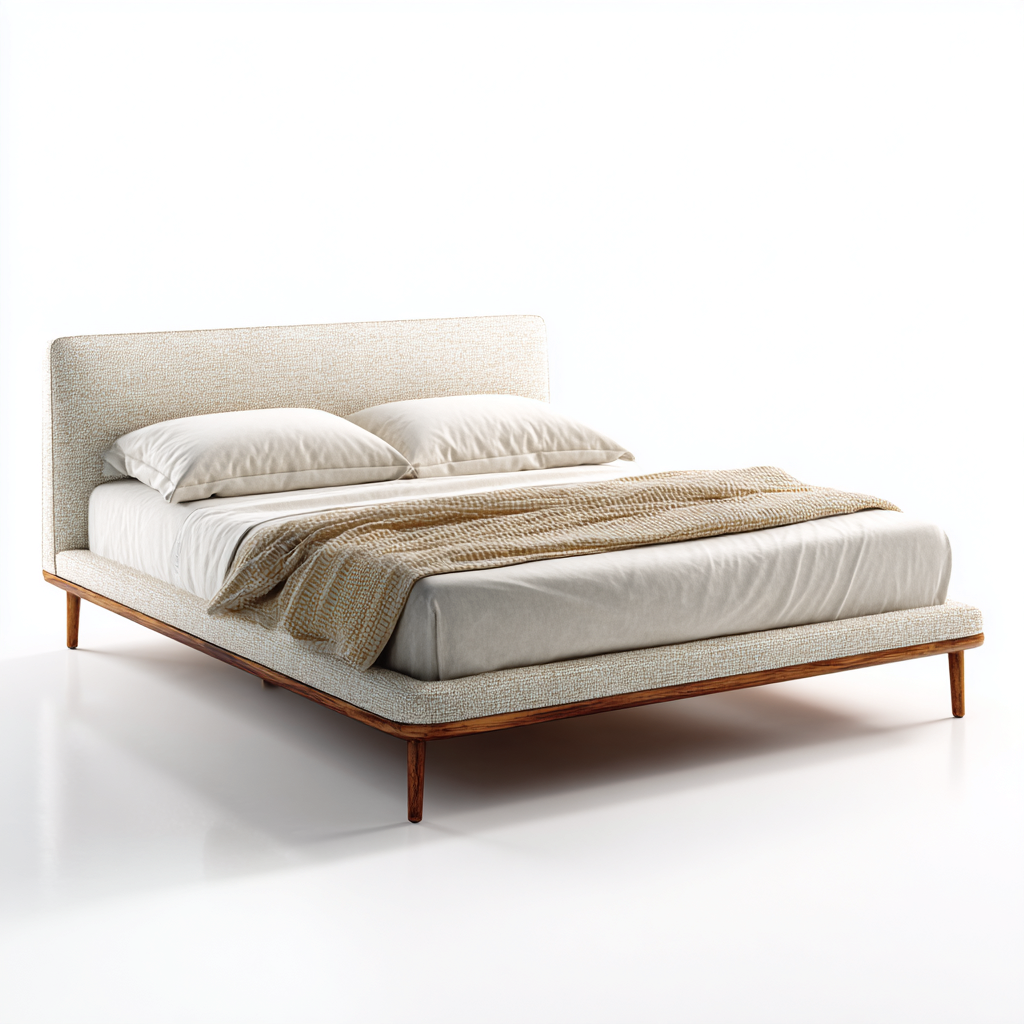 Letto matrimoniale imbottito 200x160x90 cm - beige - design moderno-Abodeosa