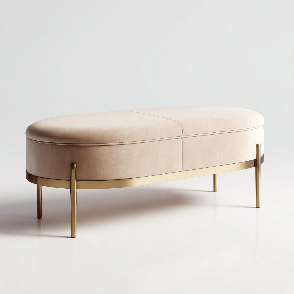 Panca per letto Pelle 120x45x48 cm Beige Design moderno-Abodeosa