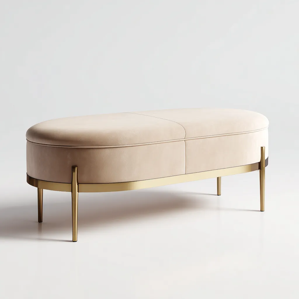 Panca per letto Pelle 120x45x48 cm Beige Design moderno-Abodeosa