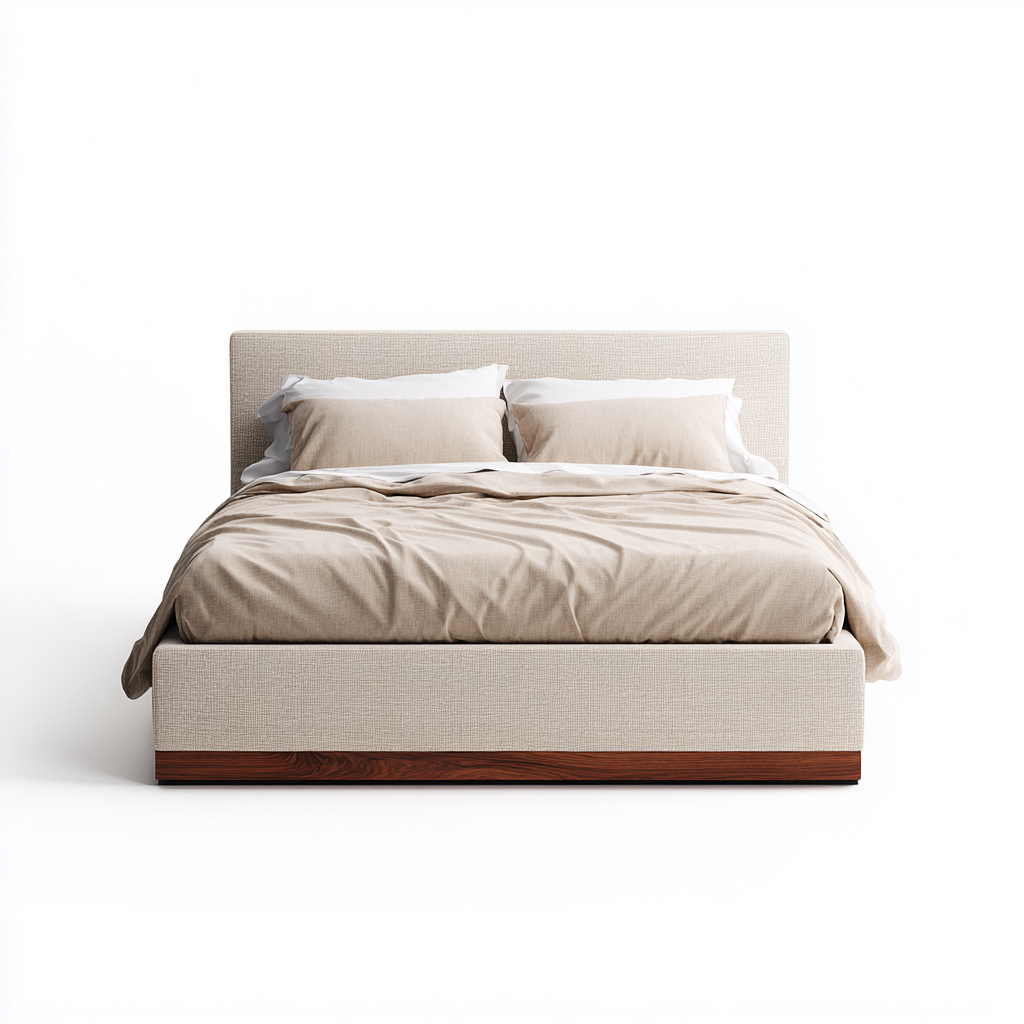 Letto matrimoniale tessuto 215x168x110 cm beige per camera da letto design moderno-Abodeosa