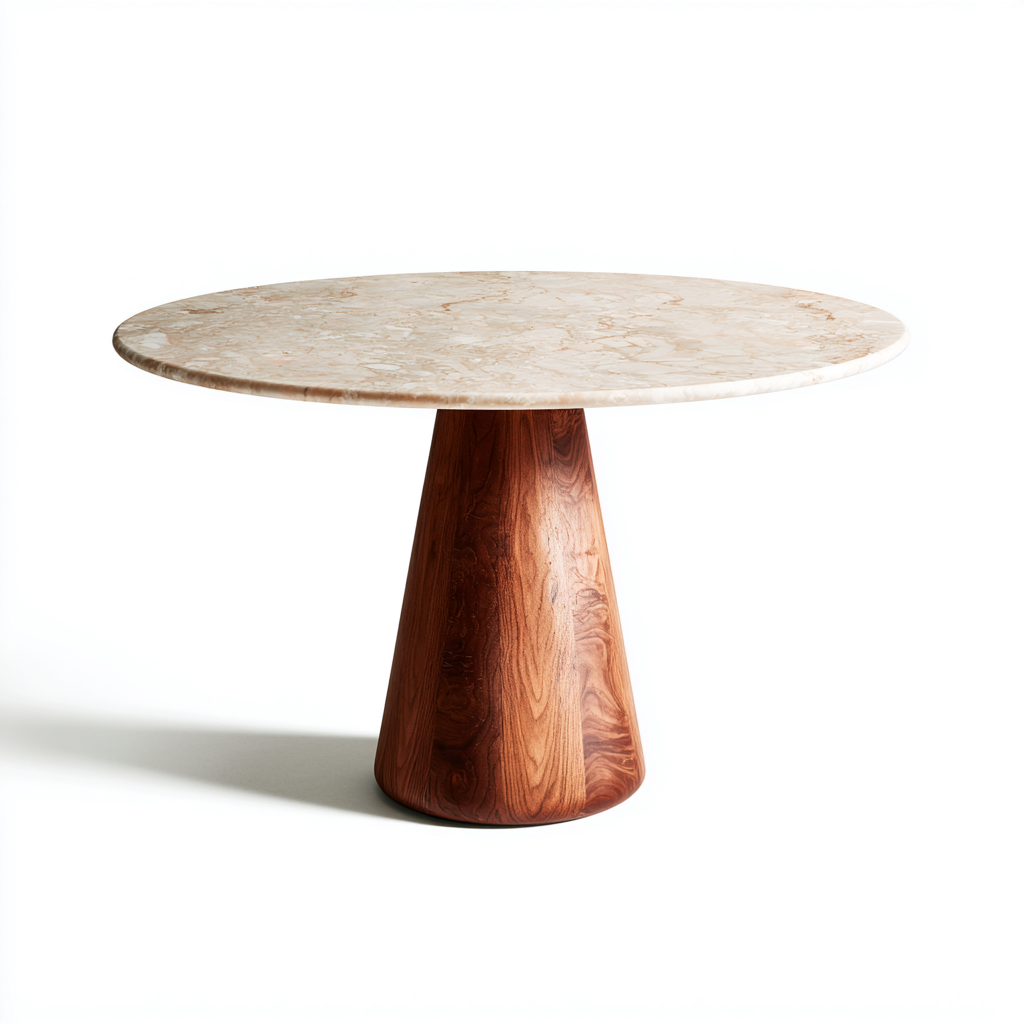 Tavolo da pranzo marmo-legno 120x120x75 cm - beige-marrone - design moderno-Abodeosa